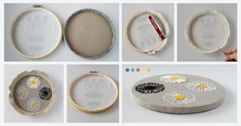 Finishing embroidery hoop with glue