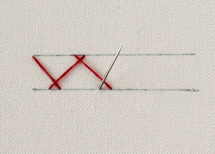 Fischgrätstich Schritt 3