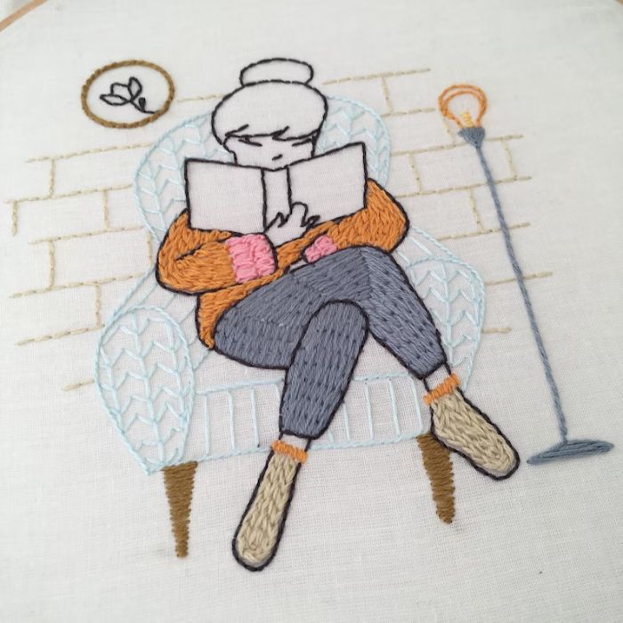 Bücherliebhaber-Stickmuster auf Etsy