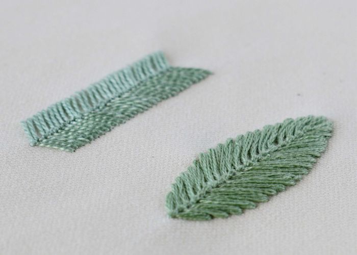 Closed Fly Stitch Hand Embroidery Video Tutorial:  band and leaf