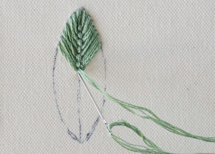 Geschlossener Fliegenstich - Stickerei Schritt 3