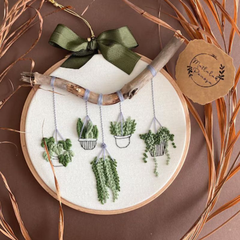 Hanging Succulents - embroidery pattern by Mutluluk Panosu on Etsy