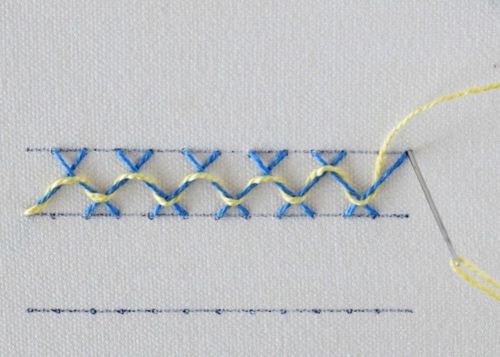 Laced Herringbone Stitch Step6