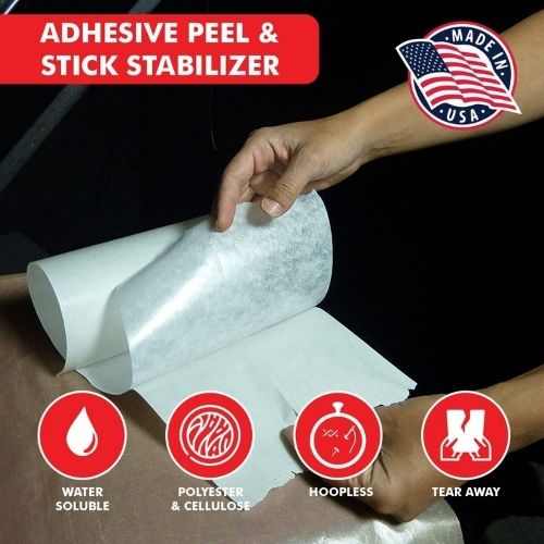 Superpunch white adhesive peel & stick tear away stabilizer on Amazon