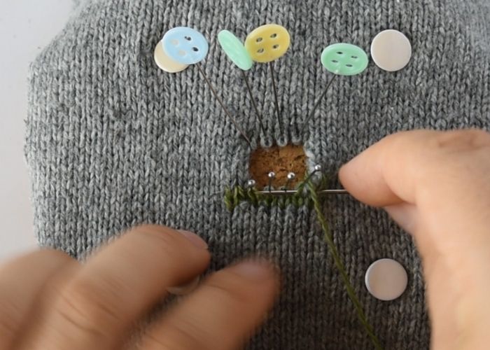 Swiss darning sweater mending tutorial step 4 image