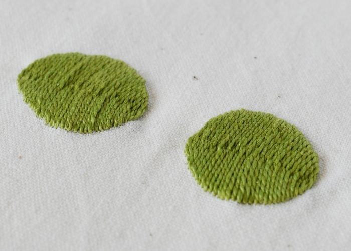 Flat Stitch hand embroidery sampler with green pearl cotton image